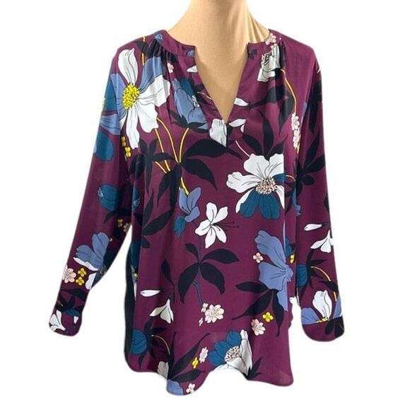 Loft Blouse Size Medium Floral Long Sleeve Lightweight - Picture 1 of 16